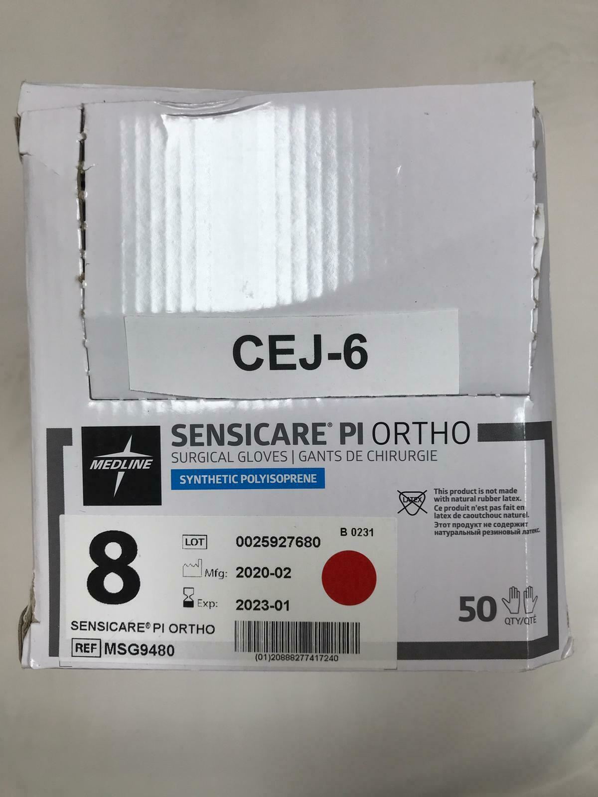 Medline Sensicare PI Ortho Surgical Gloves MSG9480 8 - 50 Count in Box | CEJ-6 DIAGNOSTIC ULTRASOUND MACHINES FOR SALE