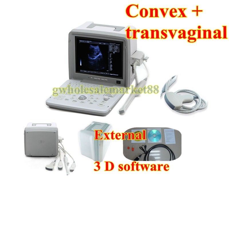 Professional Portable Ultrasound Scanner System Convex +Transvaginal Probe + 3D DIAGNOSTIC ULTRASOUND MACHINES FOR SALE