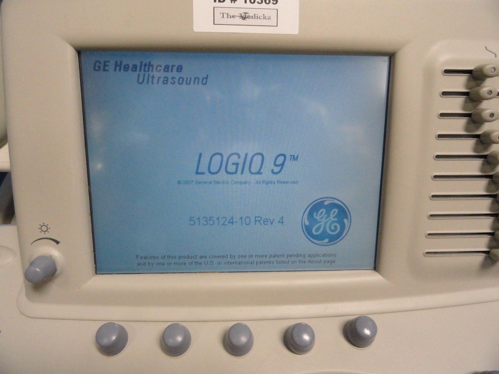 GE Logiq 9 LCD Ultrasound System W/ M12L, 7L, 4C, 4D3C-L Probes & Printer 10369 DIAGNOSTIC ULTRASOUND MACHINES FOR SALE