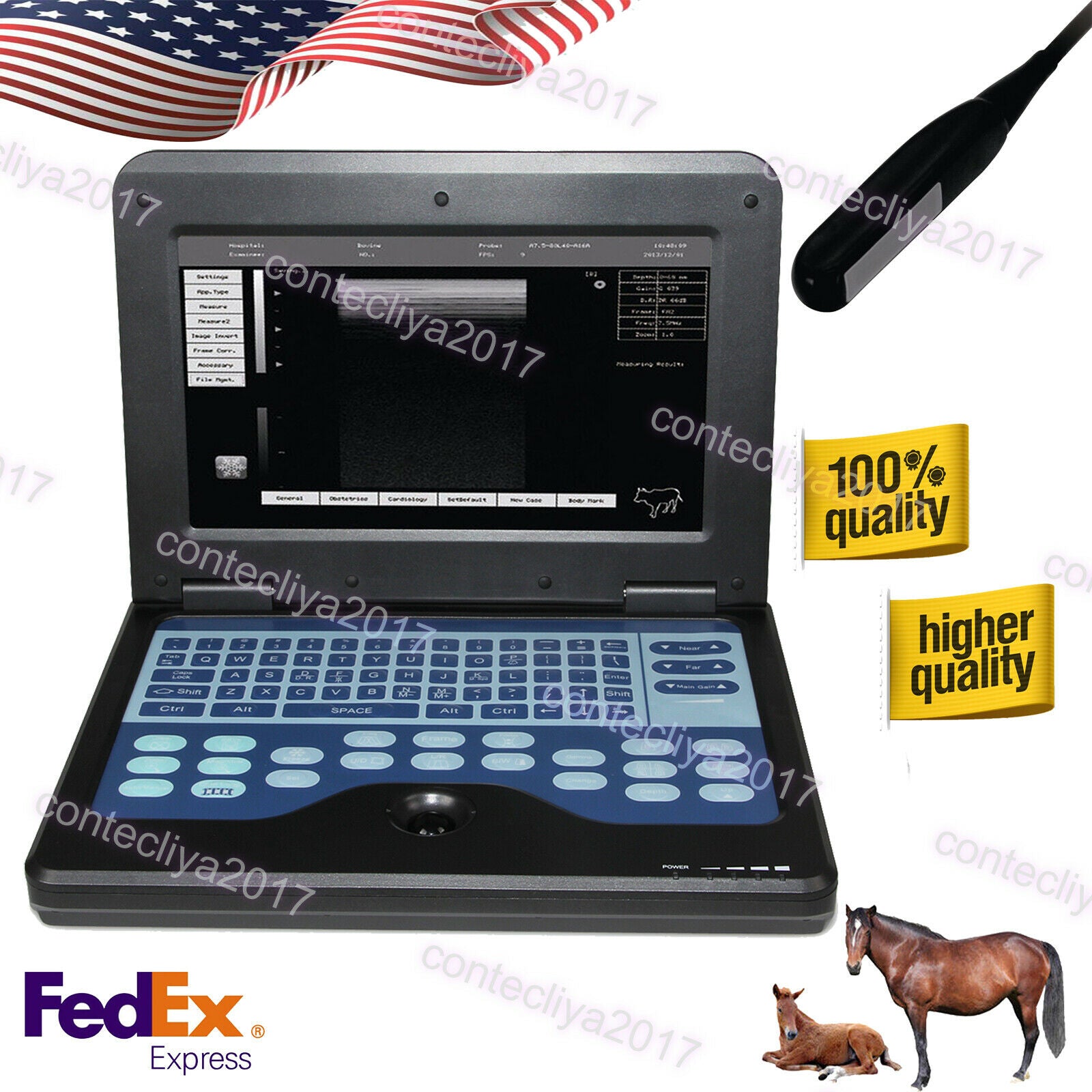 US Seller Veterinary Ultrasound Scanner Laptop Machine 7.5Mhz Animal VET Rectal 670924011996 DIAGNOSTIC ULTRASOUND MACHINES FOR SALE