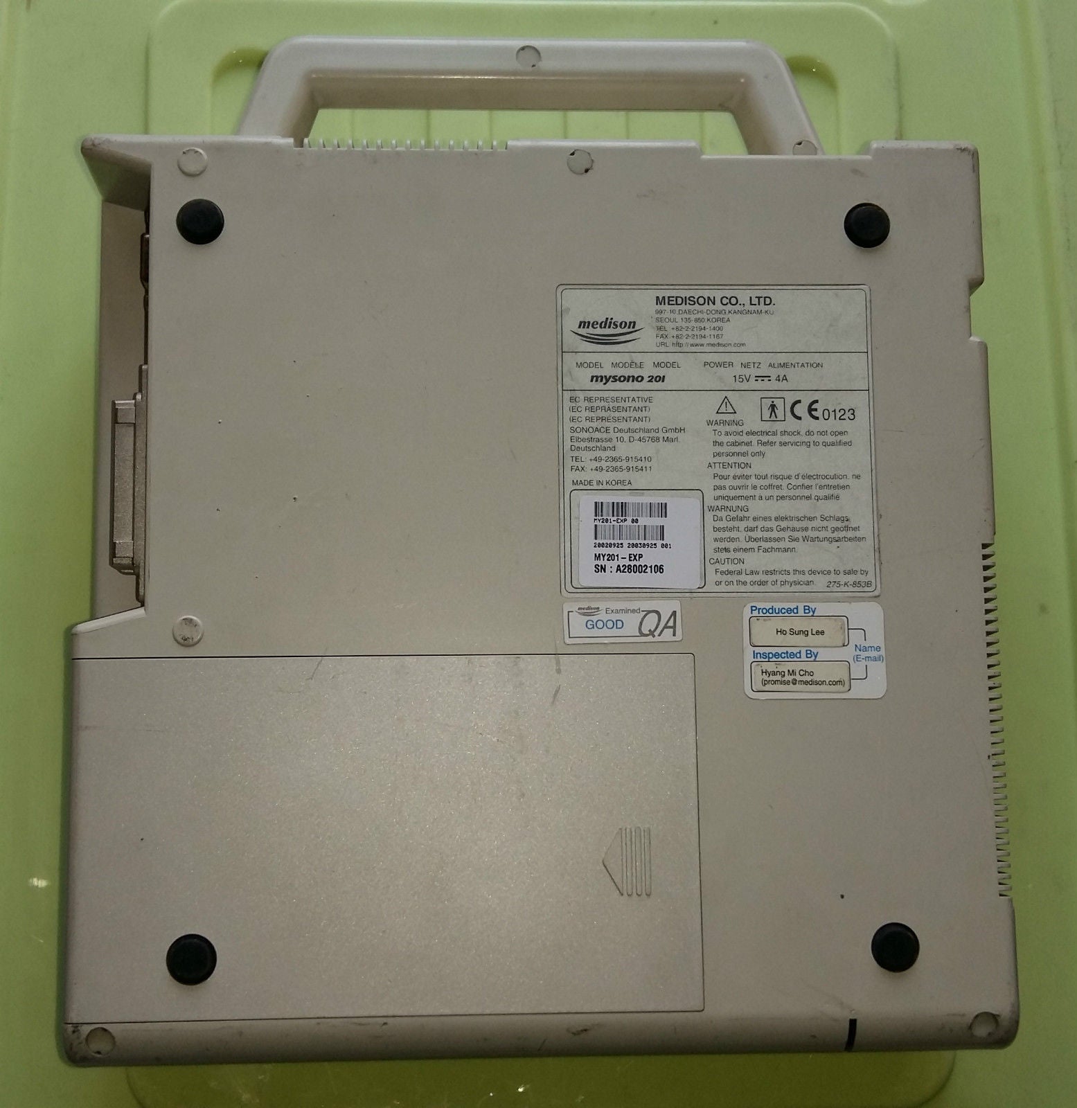 Samsung / Medison mysono 20 Personal digital ultrasound / Parts DIAGNOSTIC ULTRASOUND MACHINES FOR SALE