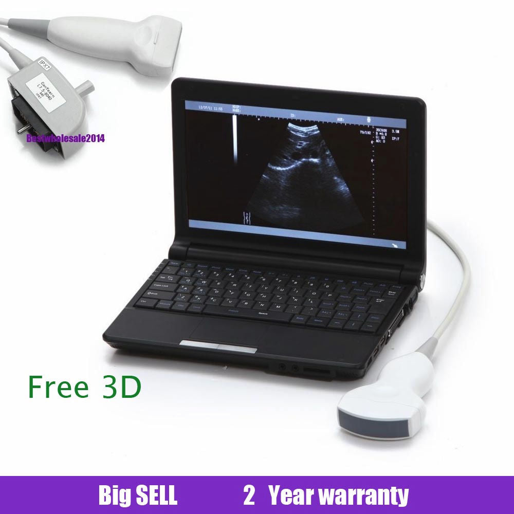 Laptop Ultrasound Scanner Convex & Linear + 3D 2 Probes USB Port Free 3D DIAGNOSTIC ULTRASOUND MACHINES FOR SALE