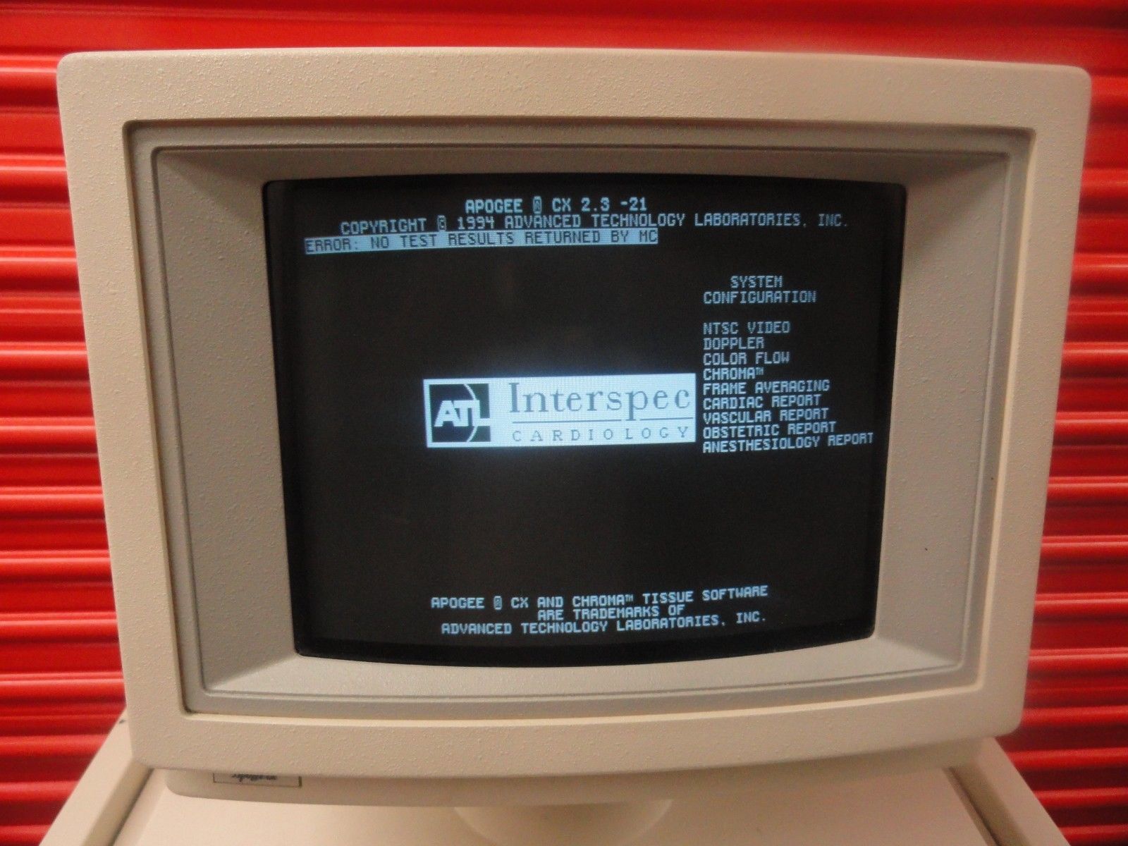 INTERSPEC ATL APOGEE CX ULTRASOUND SYSTEM W/ 7.5 SPA & ACL1547 PROBES (5828 ) DIAGNOSTIC ULTRASOUND MACHINES FOR SALE