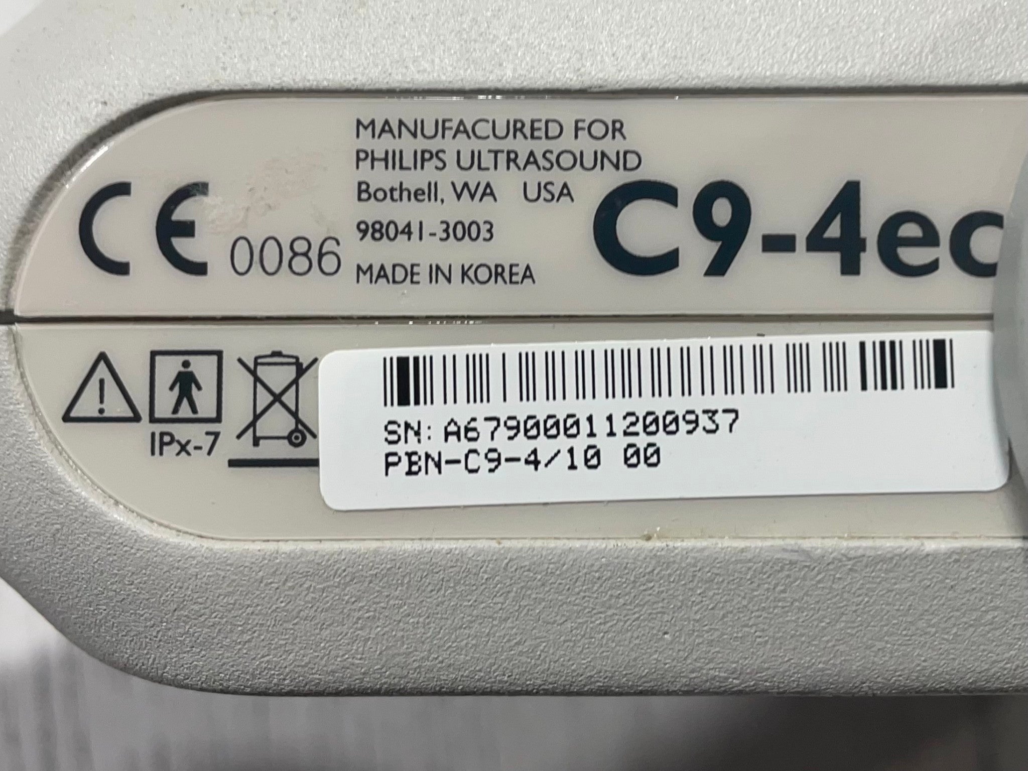 Philips C9-4ec Ultrasound Probe REF:PBN-C9-4/10-00 SN: A67900011200937 DIAGNOSTIC ULTRASOUND MACHINES FOR SALE