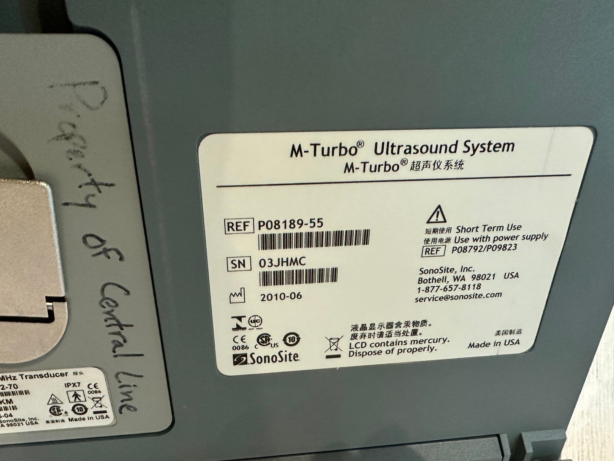 SonoSite M Turbo Ultrasound Machine 2010 With L38Xi Probe Warranty 6 Months DIAGNOSTIC ULTRASOUND MACHINES FOR SALE