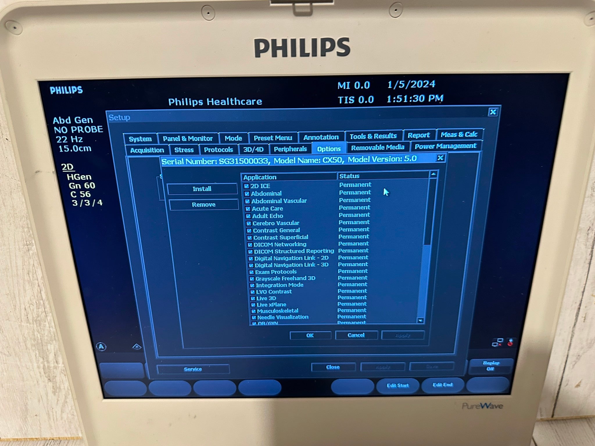 Philips CX50 2015 Portable Ultrasound Rev 5.0.0 All Options Opened Warranty DIAGNOSTIC ULTRASOUND MACHINES FOR SALE