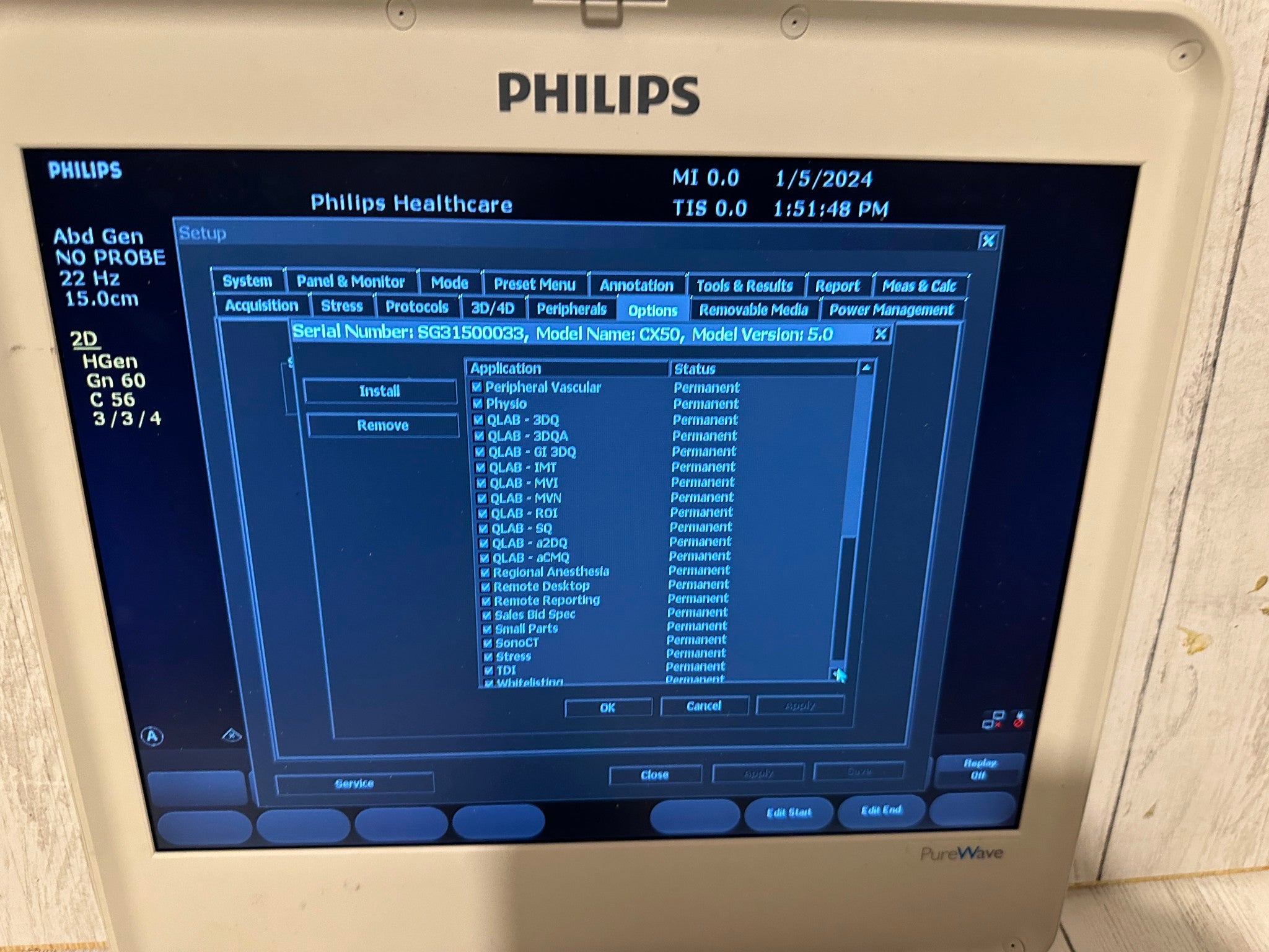 Philips CX50 2015 Portable Ultrasound Rev 5.0.0 All Options Opened Warranty DIAGNOSTIC ULTRASOUND MACHINES FOR SALE