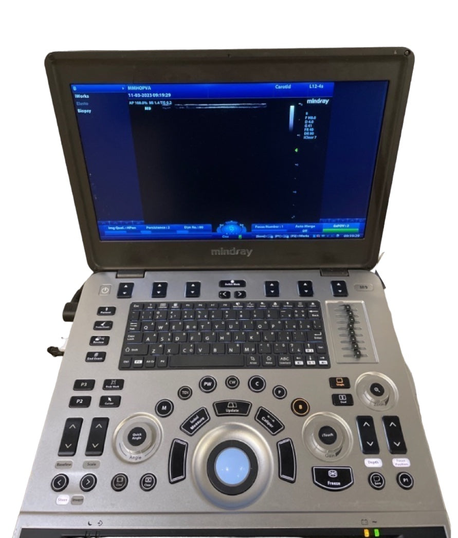 Mindray M9 Portable Ultrasound With  Two Probes (L12-4S) (C5-1S) DOM 2015 DIAGNOSTIC ULTRASOUND MACHINES FOR SALE