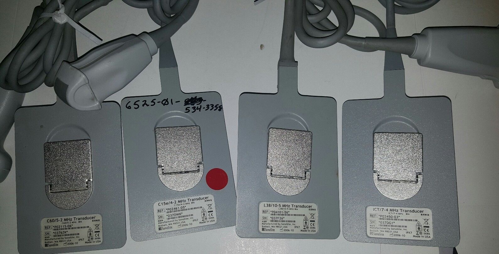 Lot of 4 SonoSite Ultrasound Probes As is Untested DIAGNOSTIC ULTRASOUND MACHINES FOR SALE