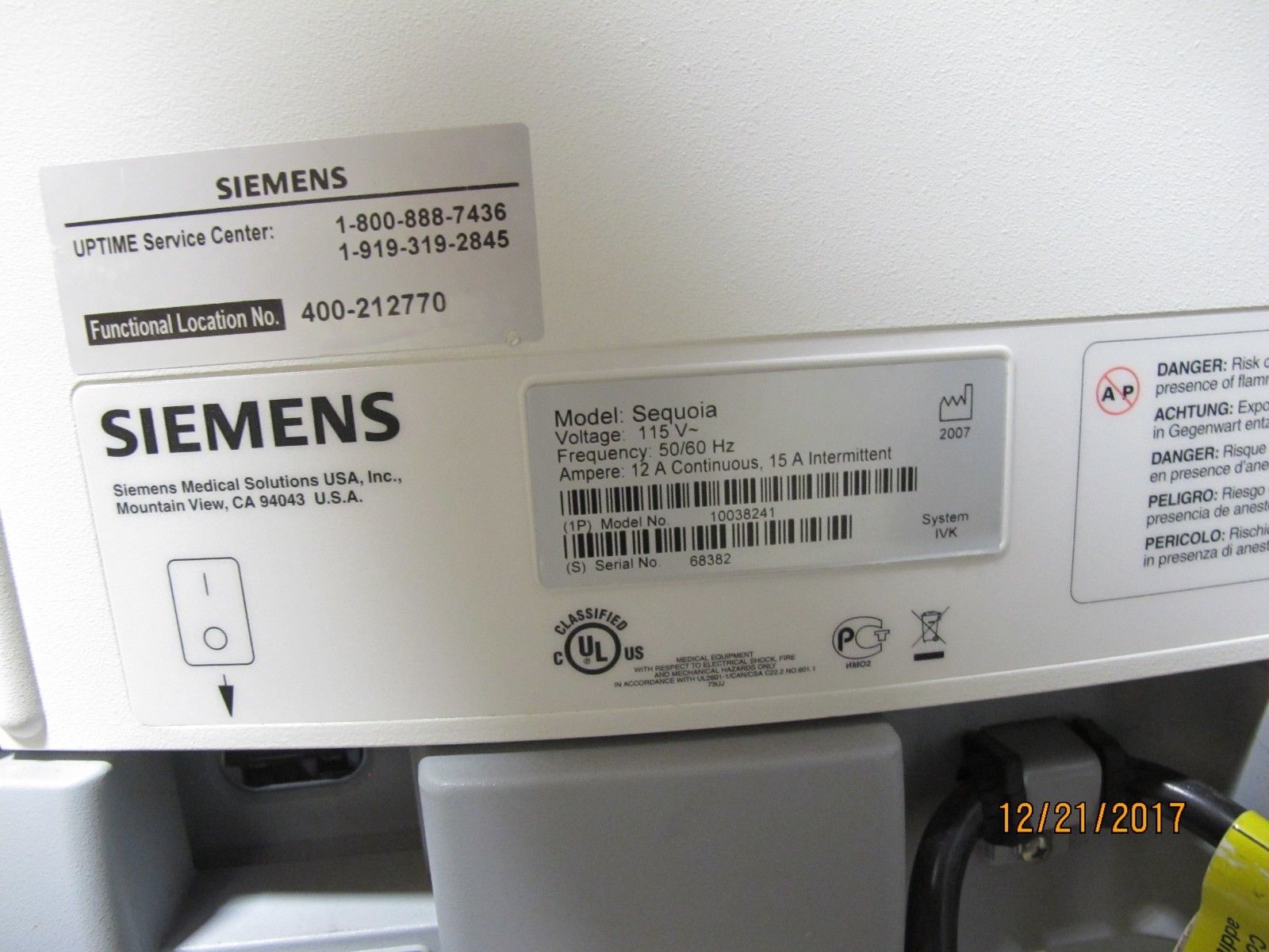 Siemens Acuson Sequoia 512 Portable Ultrasound LCD great shape 10038241 #1 DIAGNOSTIC ULTRASOUND MACHINES FOR SALE