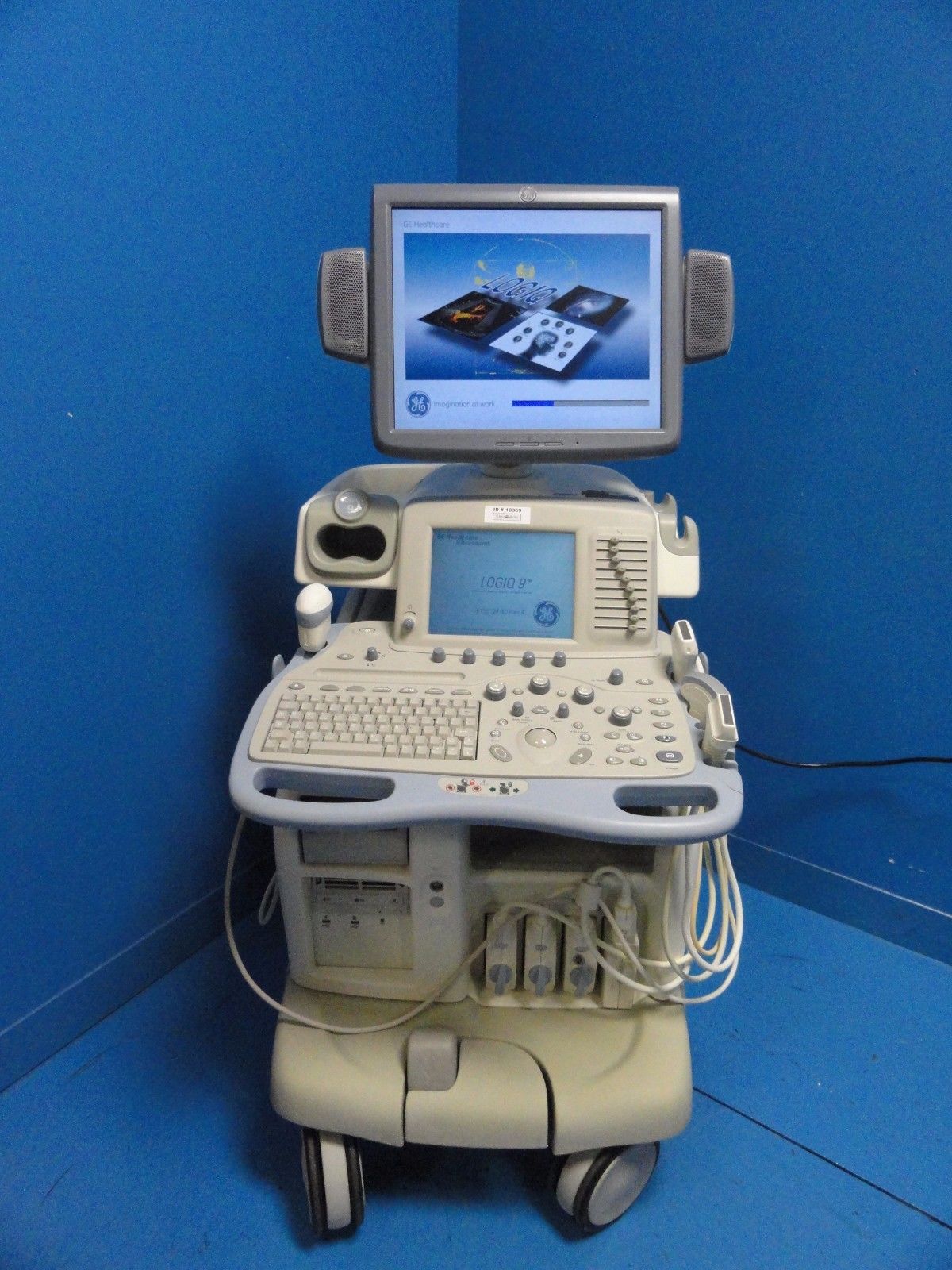 GE Logiq 9 LCD Ultrasound System W/ M12L, 7L, 4C, 4D3C-L Probes & Printer 10369 DIAGNOSTIC ULTRASOUND MACHINES FOR SALE