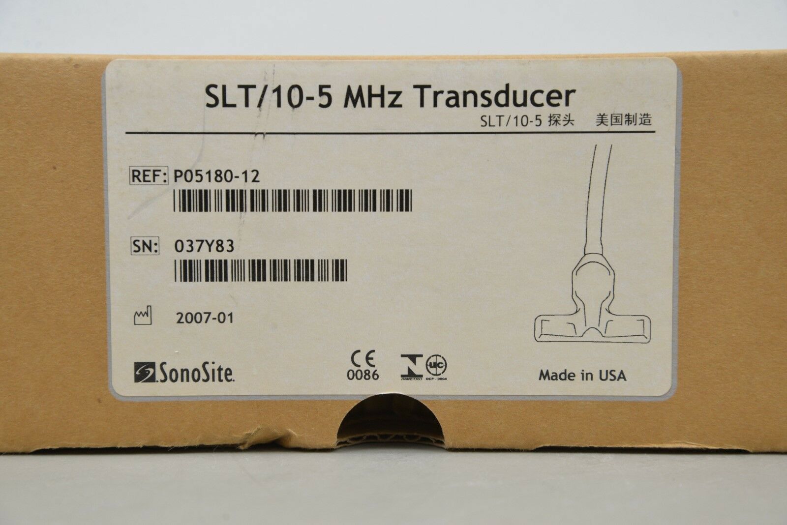 SonoSite MicroMaxx SLT/10-5 MHz 52mm Ultrasound Transducer REF P05180-12 (16132) DIAGNOSTIC ULTRASOUND MACHINES FOR SALE