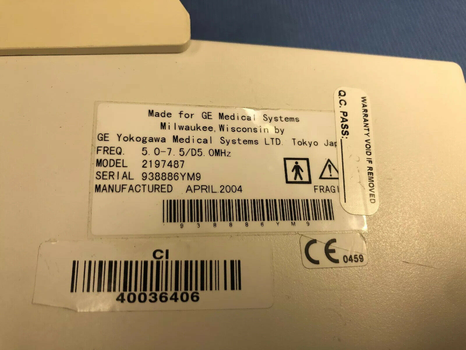 GE Ultrasound Probe Model 739L Good Cosmetic Condition Model 2197487 LOGIQ 400 DIAGNOSTIC ULTRASOUND MACHINES FOR SALE