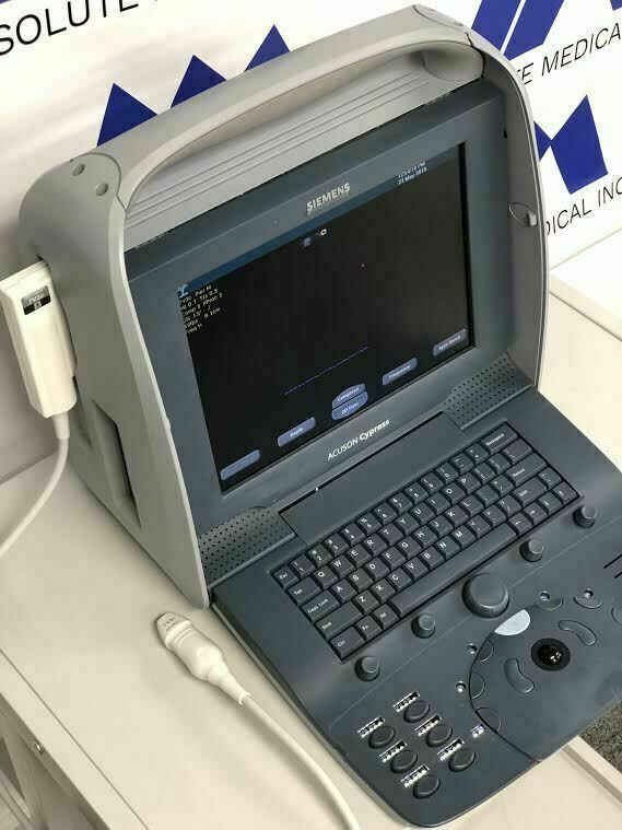 Siemens Acuson Cypress Portable Ultrasound Machine with 7V3c Probe Transducer DIAGNOSTIC ULTRASOUND MACHINES FOR SALE