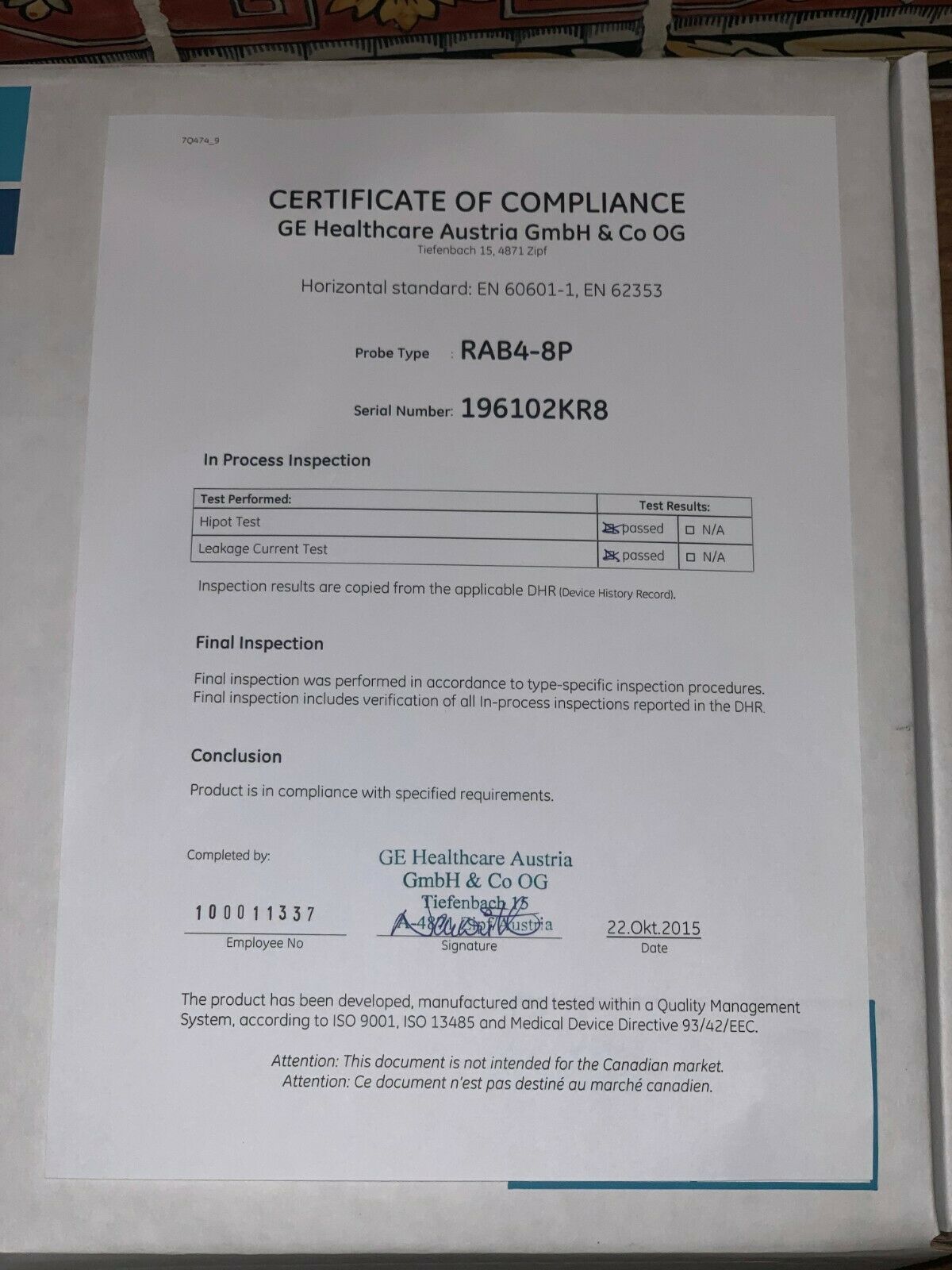 GE Probe RAB4-8P 3D Abdominal Ultrasound Probe Voluson DIAGNOSTIC ULTRASOUND MACHINES FOR SALE