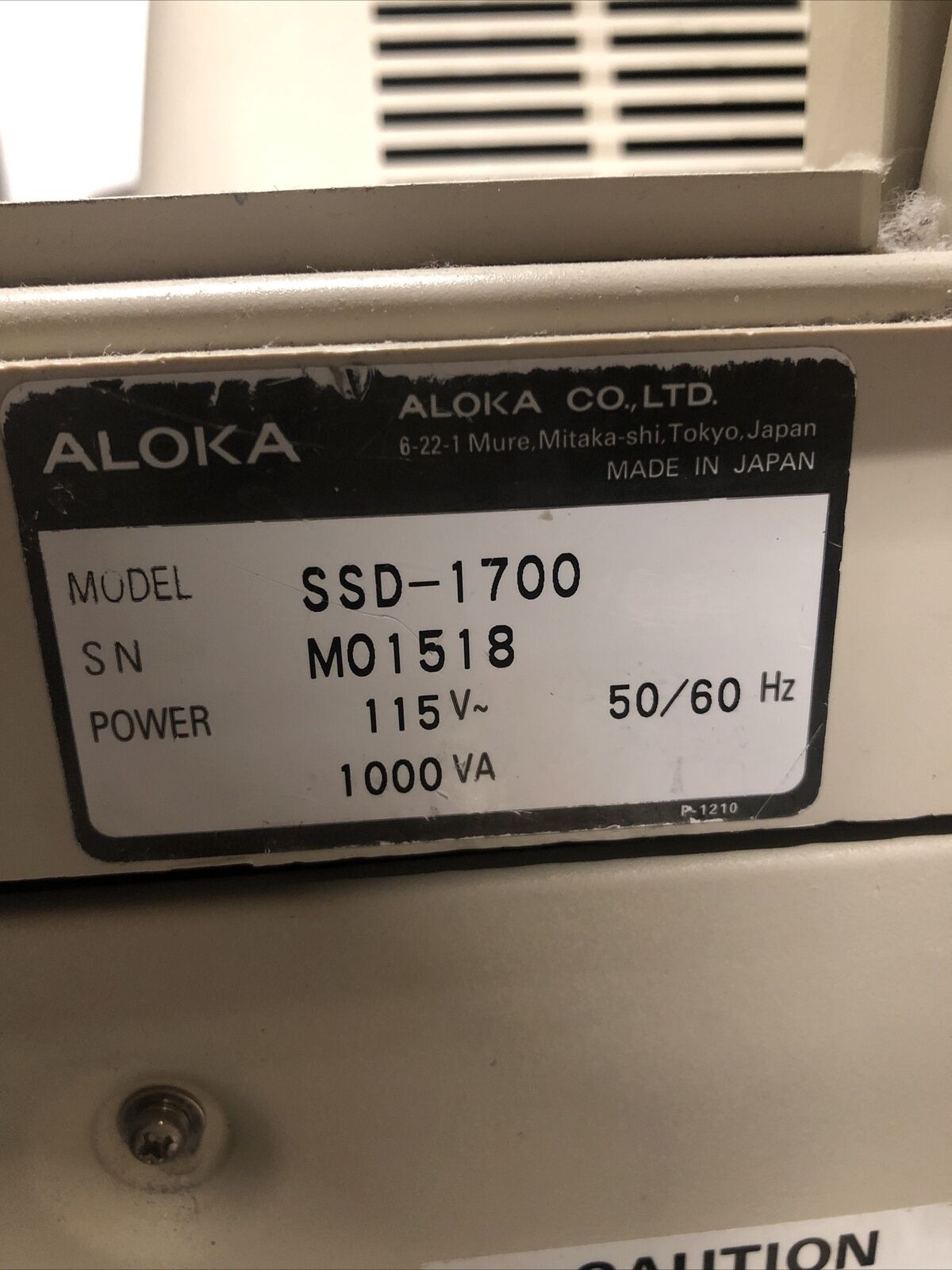 Aloka SSD-1700 DynaView-II Ultrasound Machine W/Probes Included And Sony Printer DIAGNOSTIC ULTRASOUND MACHINES FOR SALE