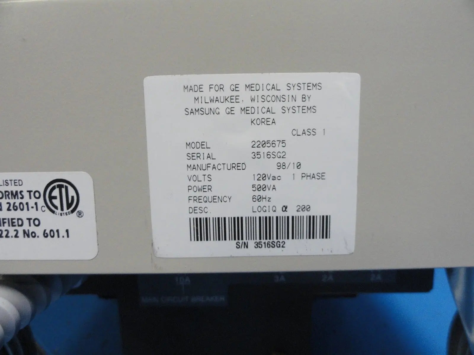 GE 2205675 Logiq Alpha 200 Diagnostic Ultrasound System W/O Transducers (11901) DIAGNOSTIC ULTRASOUND MACHINES FOR SALE