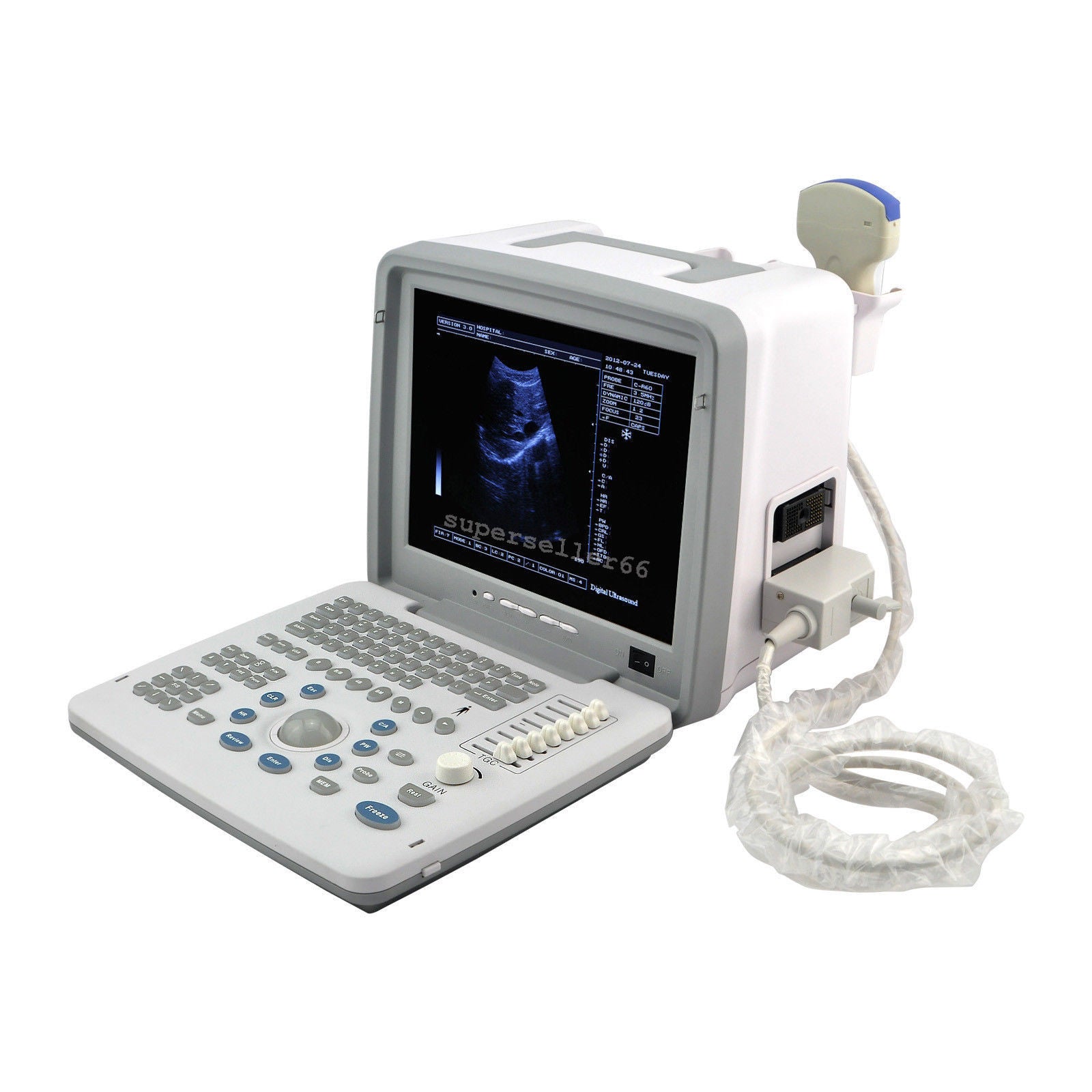 Portable LCD Ultrasound Scanner 12'',3.5MHz Convex probe.7.5MHz Linear Probe,+3D DIAGNOSTIC ULTRASOUND MACHINES FOR SALE