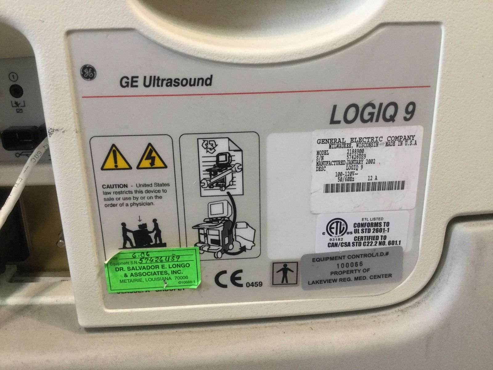 GE Logiq 9 Ultrasound  2003  BT03 + 8L + M12L + 3.5C DIAGNOSTIC ULTRASOUND MACHINES FOR SALE