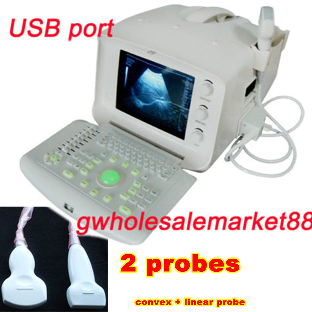 New 3D Clinic Portable Ultrasound Scanner Machine system Convex + Linear 2 Probe DIAGNOSTIC ULTRASOUND MACHINES FOR SALE