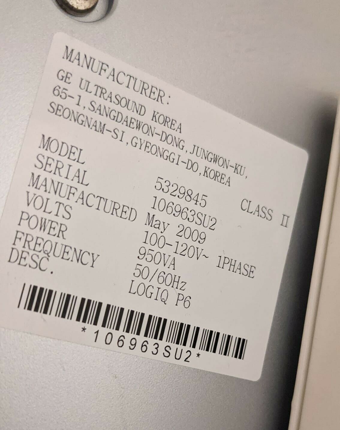 GE LOGIQ P6 W/2 PROBES ULTRASOUND SYSTEM DIAGNOSTIC ULTRASOUND MACHINES FOR SALE