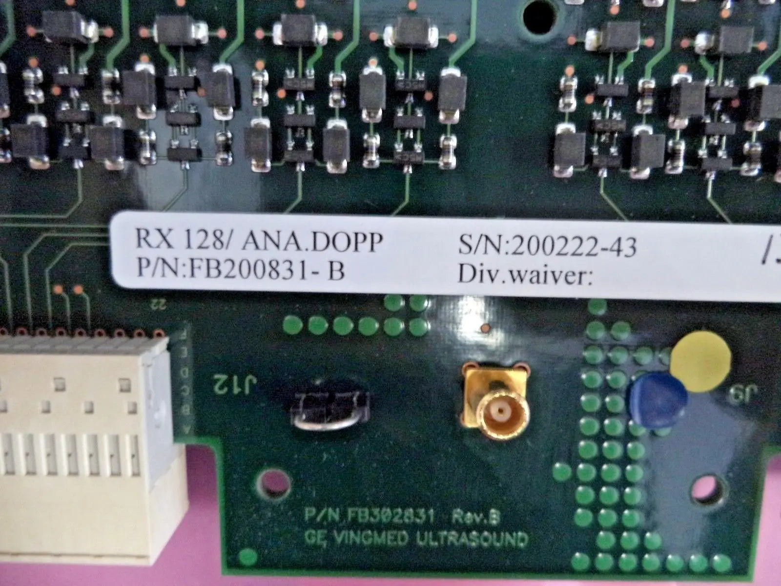 GE Vivid 7 Ultrasound Receiver (RX128) ANA.Doppler Board (PN: FB200831-B)