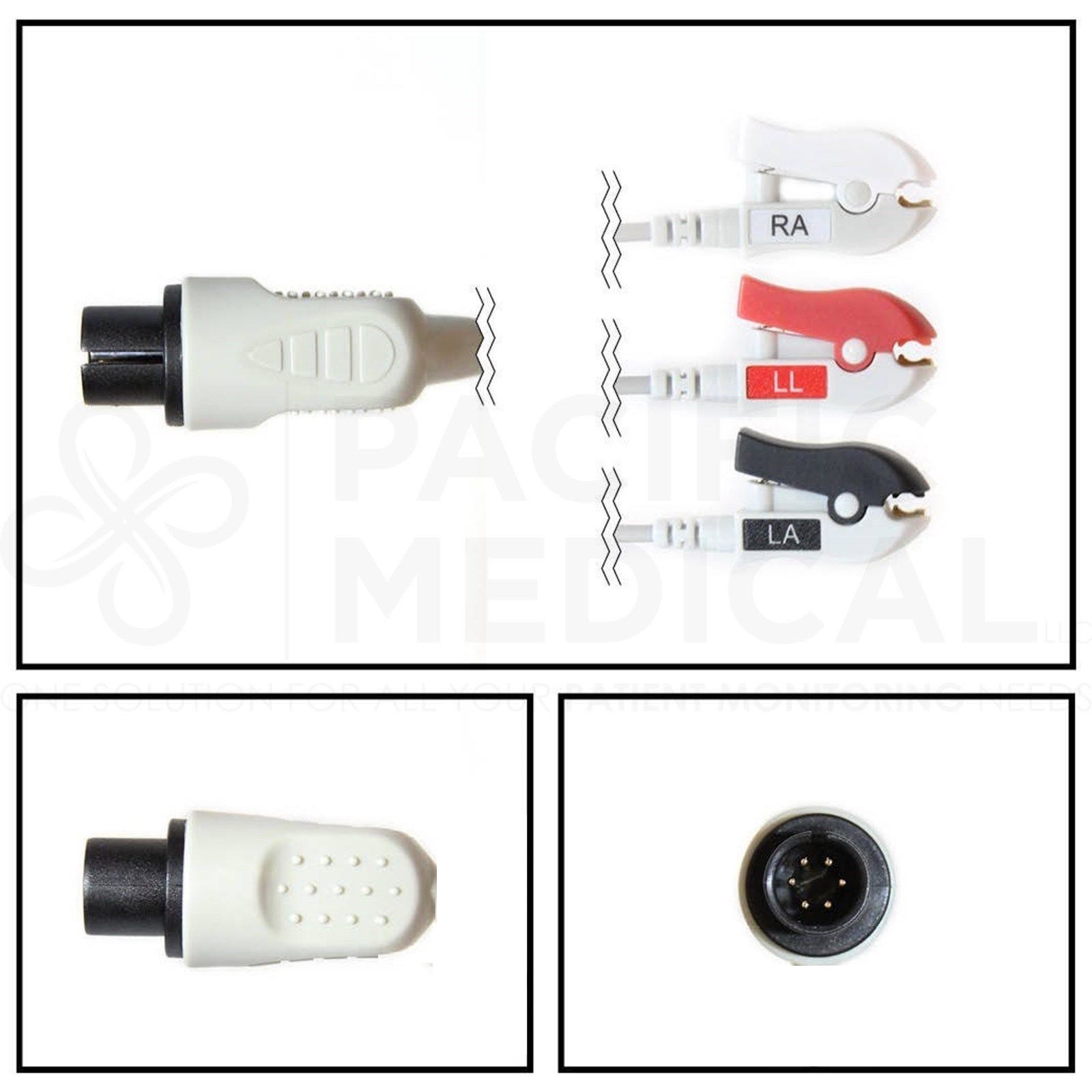 EKG ECG 6Pin 3Lead AHA Clip Cable, Zoll E R M PD Series, GE Dinamap Critikon MPS DIAGNOSTIC ULTRASOUND MACHINES FOR SALE