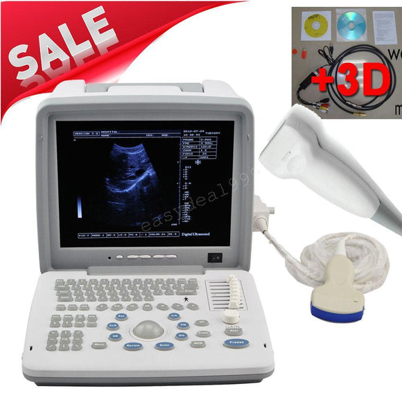 LCD Full Digital Portable Ultrasound Scanner Machine Convex Linear 2 Probes + 3D 190891676986