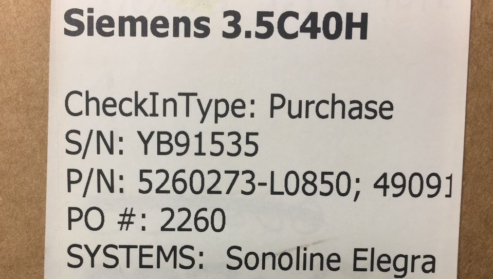 Siemens Sonoline Elegra 3.5C40H Ultrasound Transducer Probe DIAGNOSTIC ULTRASOUND MACHINES FOR SALE