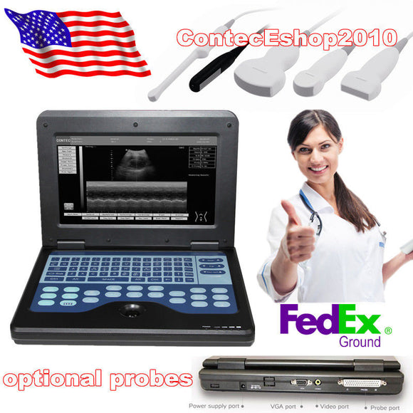 Portable Laptop Machine Digital Ultrasound Scanner, probe, human/vet, USA Fedex