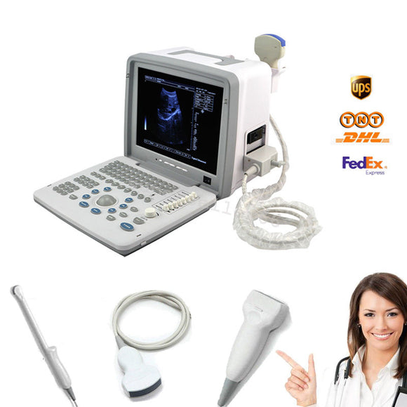 Digital LCD Ultrasound Scanner & Convex,Transvaginal, Linear 3 Probes & Gift 3D
