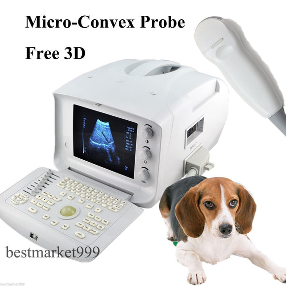 Portable Ultrasound Scanner Machine +5.0 Micro-Convex Probe +3D Image Vet Use CE