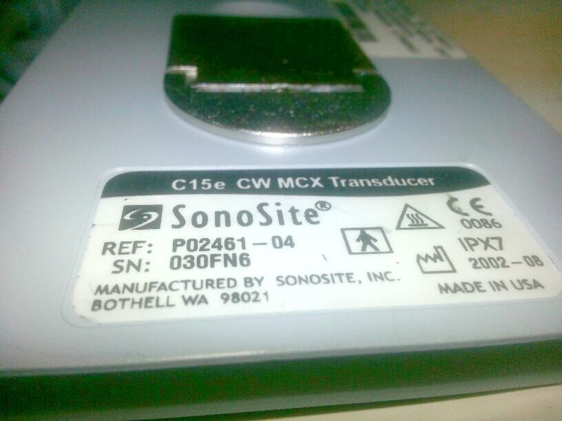 Sonosite C15e CW MCX Ultrasound Transducer probe for 180 Plus DIAGNOSTIC ULTRASOUND MACHINES FOR SALE
