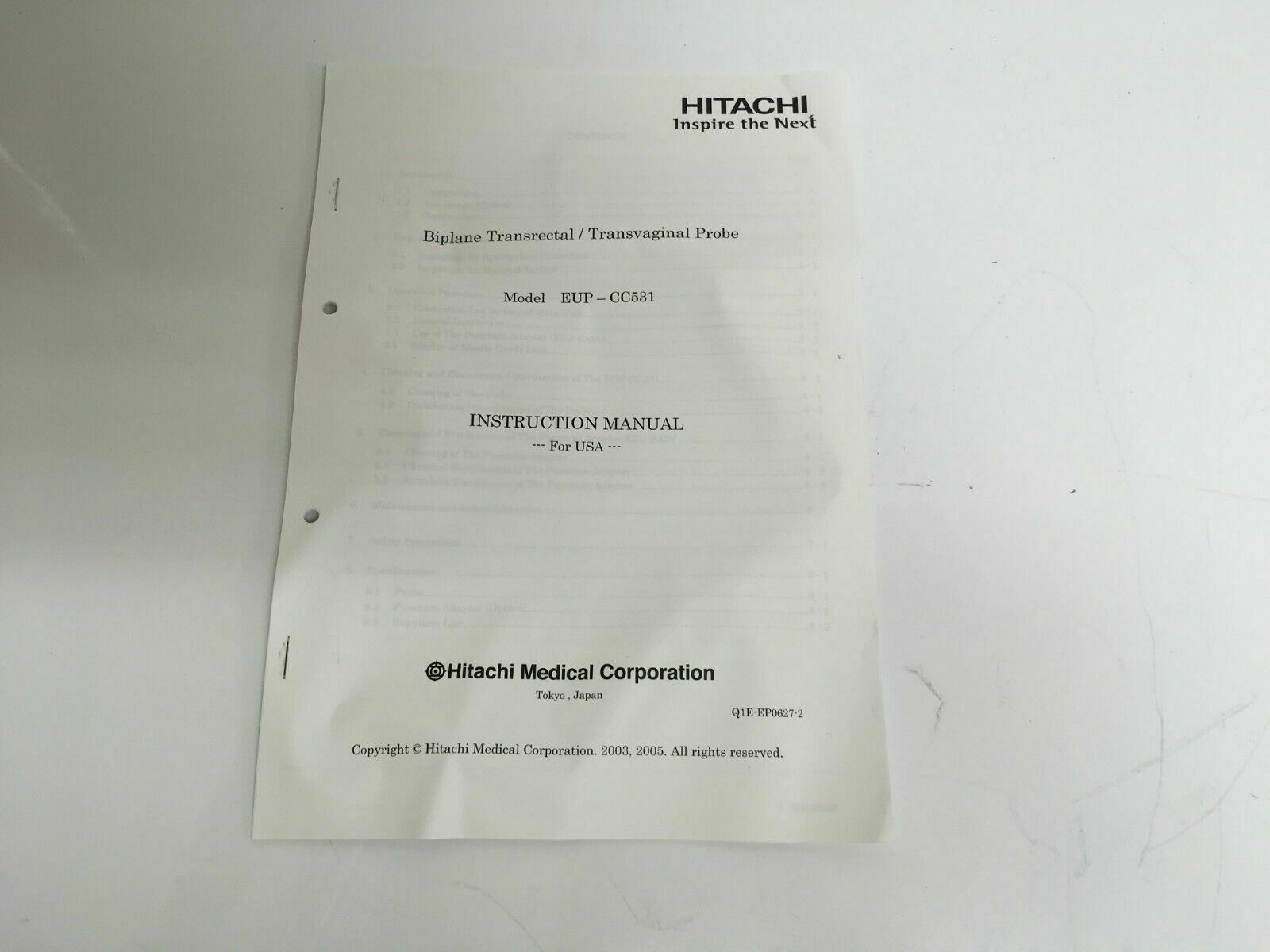 Hitachi EUP-CC531 Biplane Transrectal/Transvaginal Endocavity Ultrasound Probe DIAGNOSTIC ULTRASOUND MACHINES FOR SALE