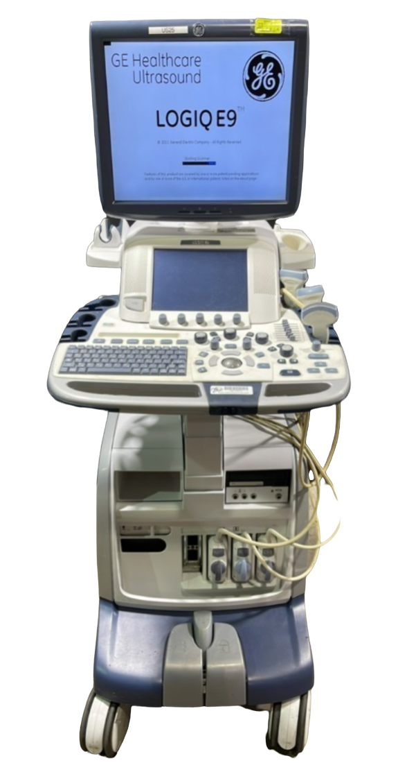 GE LOGIQ E9 ULTRASOUND MACHINE WITH 4 PROBES (S1-5, 9L-D, ML6-15,C1-5) 2009 DIAGNOSTIC ULTRASOUND MACHINES FOR SALE